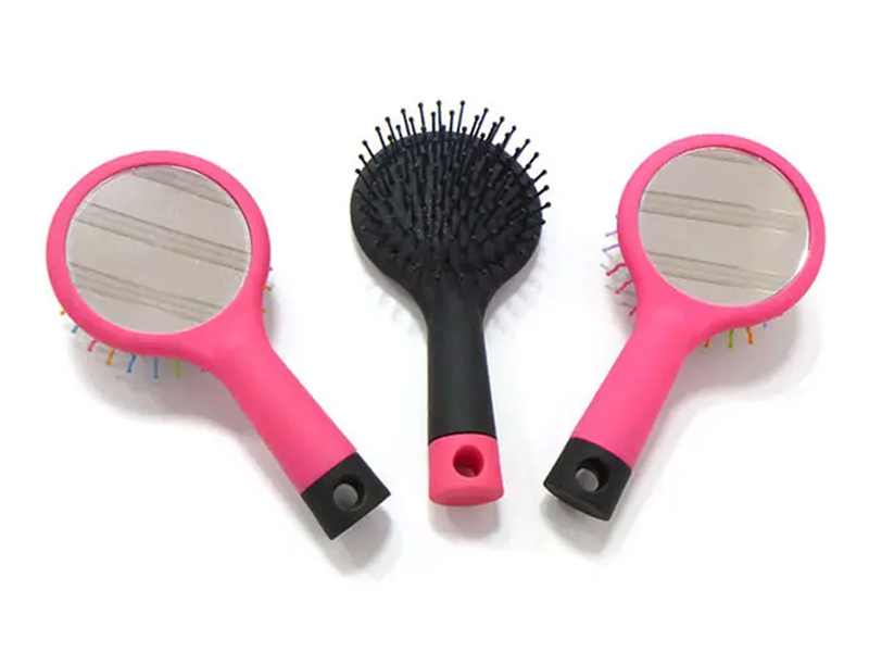 Haarbürste für Damen, Regenbogenfarben, schwarze Kugelspitze, weiche Haptik, Entwirrungskissen, Haarbürste