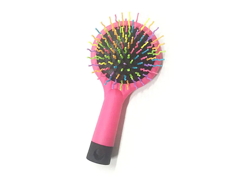 Haarbürste für Damen, Regenbogenfarben, schwarze Kugelspitze, weiche Haptik, Entwirrungskissen, Haarbürste