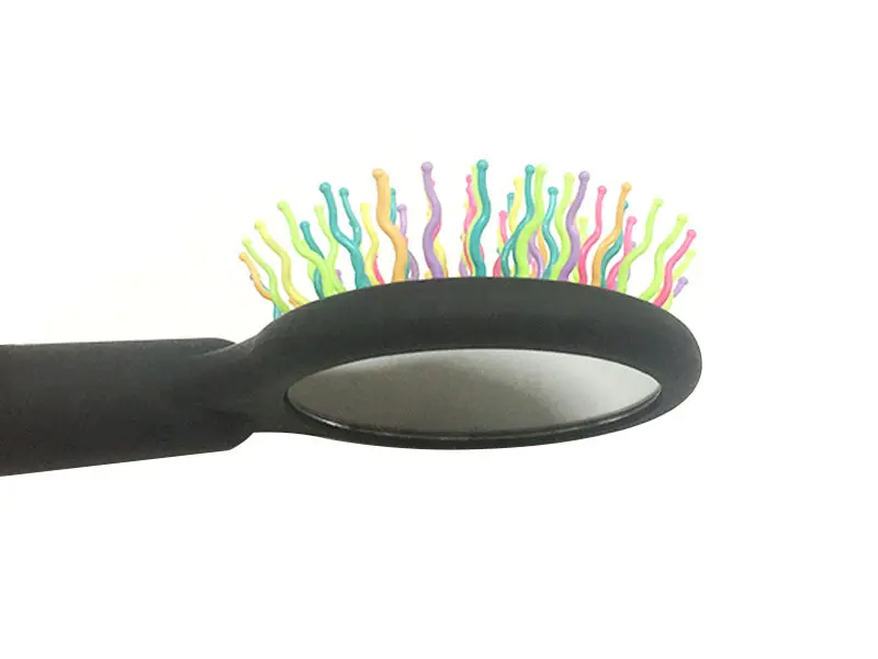 Haarbürste für Damen, Regenbogenfarben, schwarze Kugelspitze, weiche Haptik, Entwirrungskissen, Haarbürste