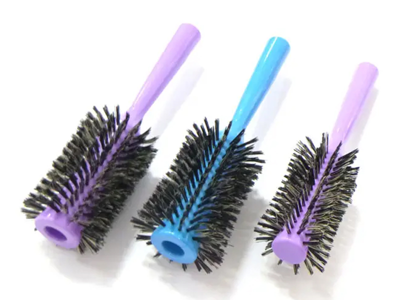 Runde bunte Haarstyling-Haarbürste aus Nylon und Wildschweinborsten