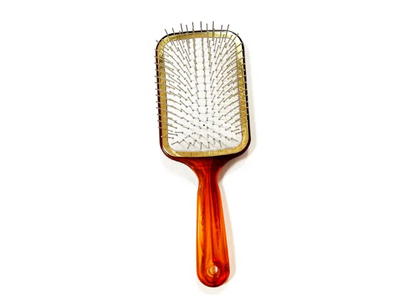 Bernsteinfarbene Paddle-Haarbürste mit Metallstiften
