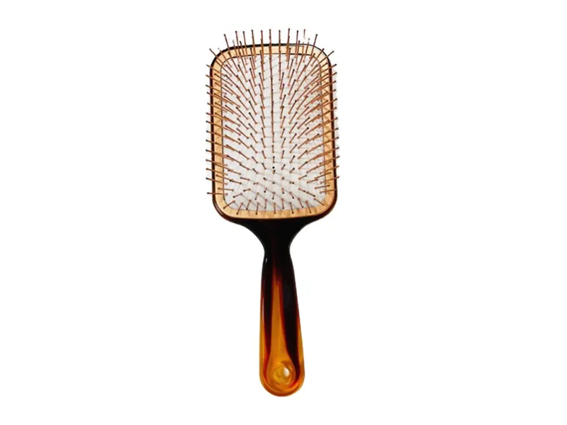 Bernsteinfarbene Paddle-Haarbürste mit Metallstiften